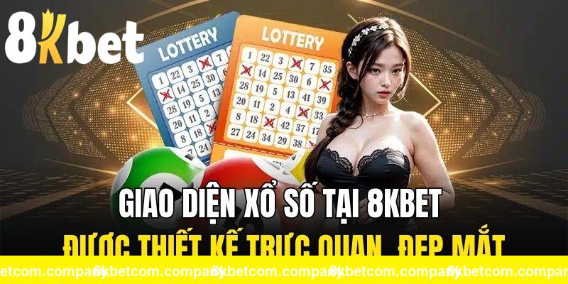 Giao diện sảnh Xổ số tại 8KBET trực quan, thu hút người xem